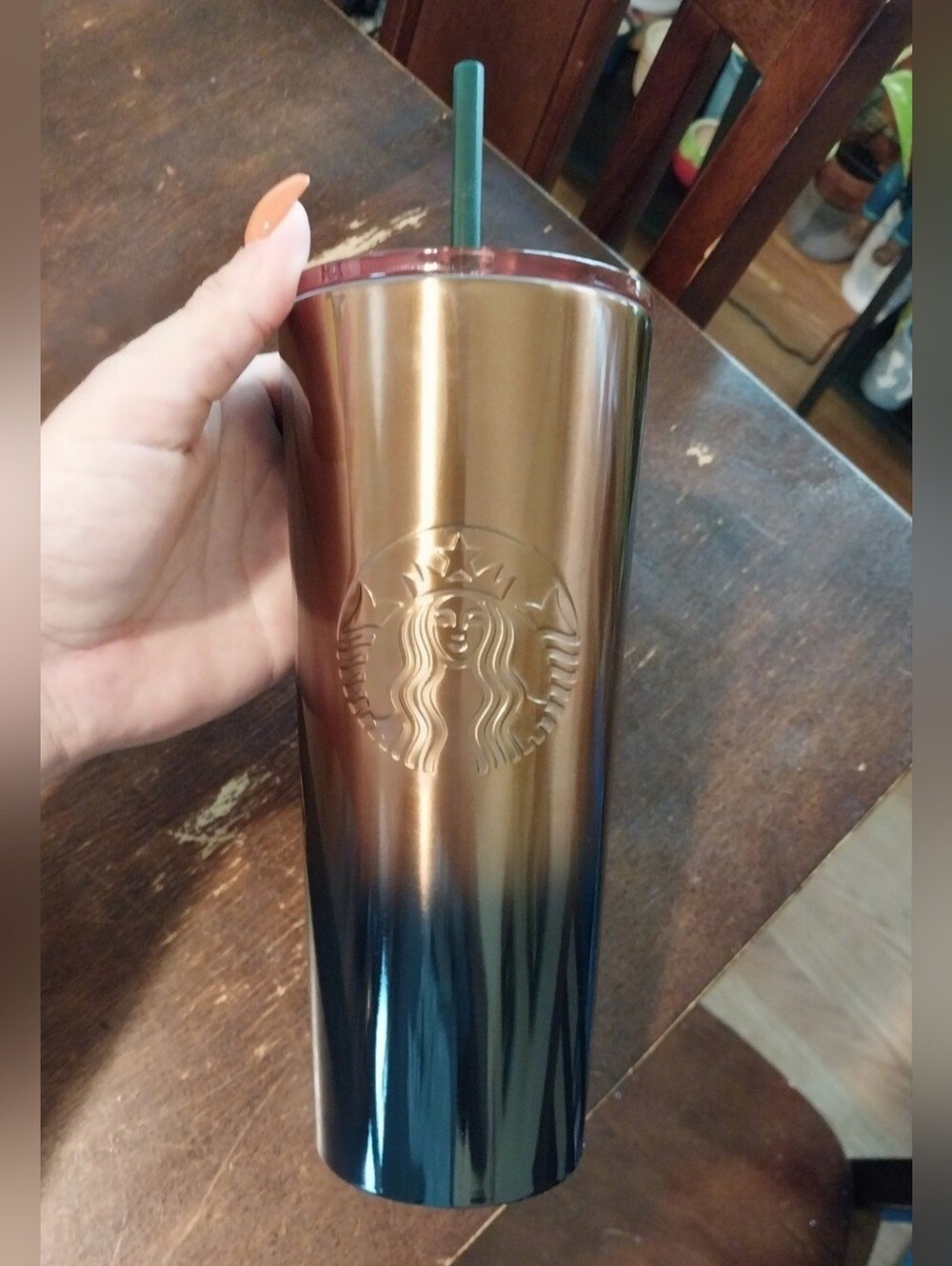 Starbucks Copper-to-Green Ombre Stainless Tumbler